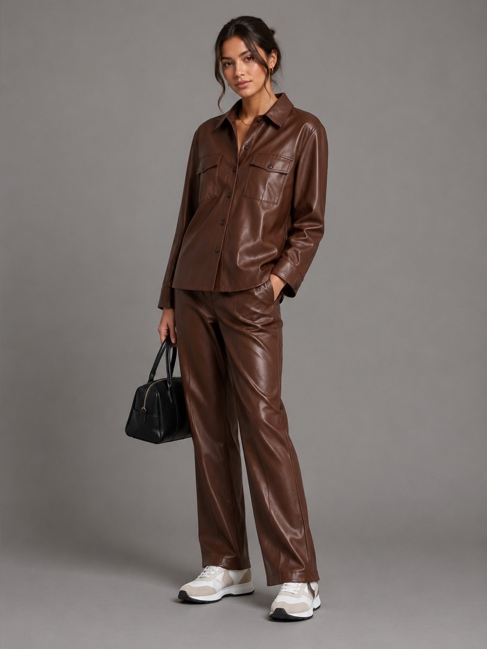 Anine Bing Colton Track Pant in Brown Small B1024